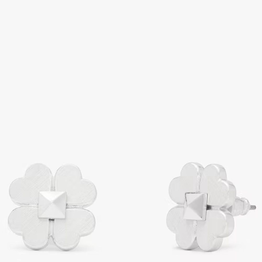 Chic Kate Spade Silver Floral Spade and Stud Earrings NWT